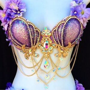 Lavender Crystal mermaid bra top made to order